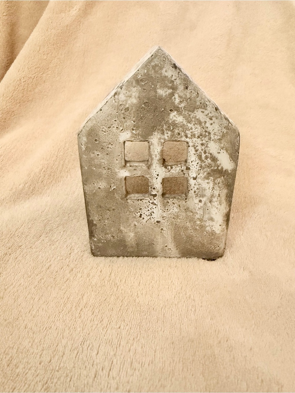 Industrial Concrete House Sculptured Candle Holder- Gray